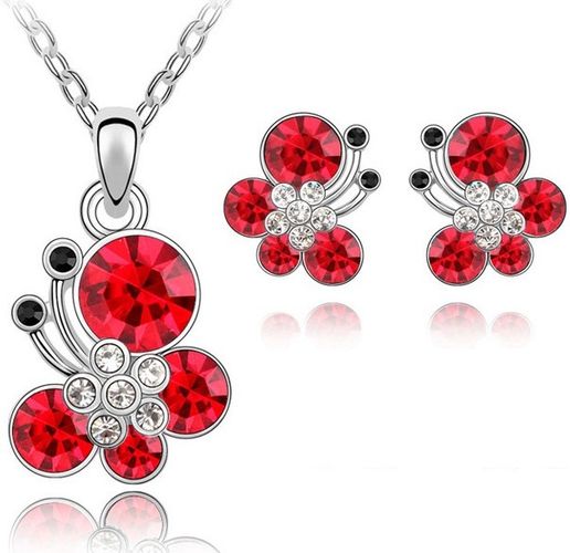 Austrian Crystal SW set Flower Red