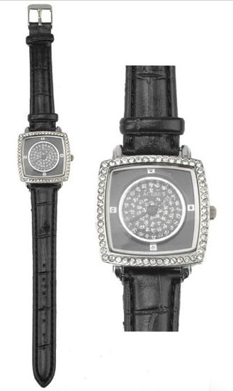 Dámske trblietavé hodinky Silver Black