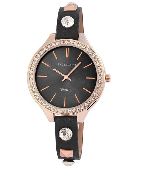Dámske vybíjané hodinky Excellanc - čierne/rose