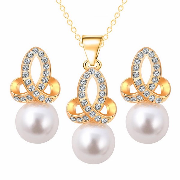 Set náušnice a náhrdelník Pearls - zlatý