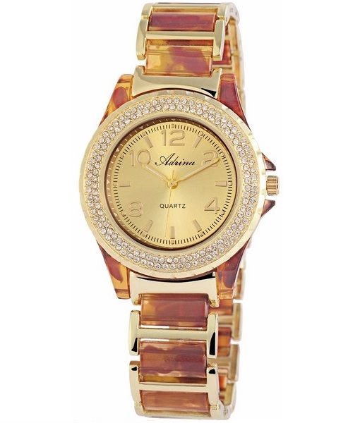 Dámske hodinky Adrina - zlaté hnedé