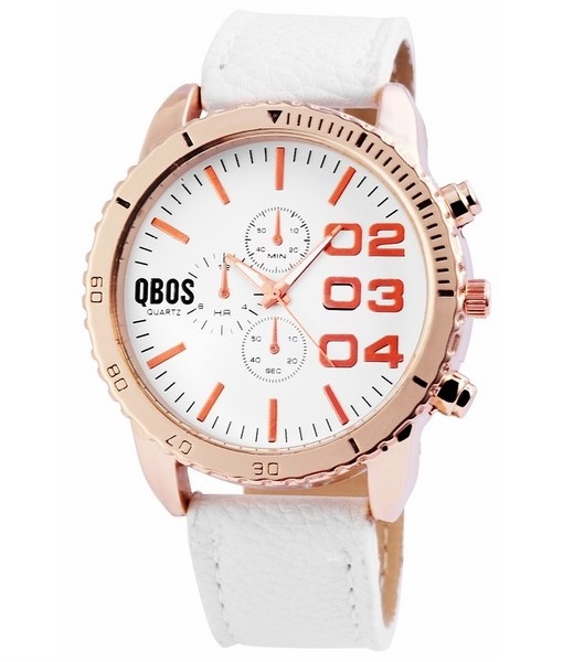 Pánske hodinky QBOS biele Gold