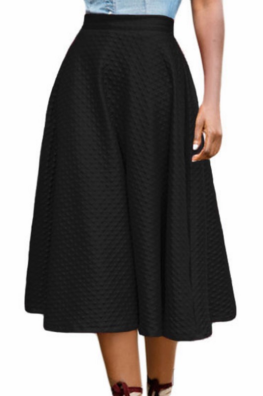 Čierna midi sukňa Estel - kožený look