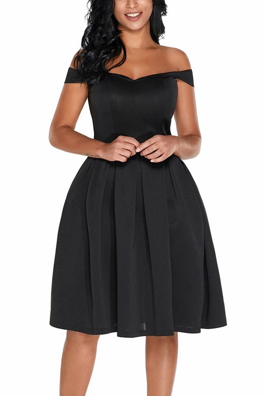 Dámske šaty Tracy so skladanou sukňou - čierne