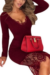 Dámske čipkované šaty - burgundy
