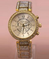 Dámske vykladané hodinky Luxury - zlaté