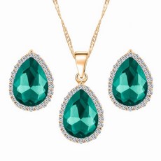 Set náušnice a náhrdelník Gold  - Green