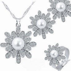 Set náušnice prsteň a náhrdelník strieborný Flower