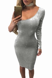 Semišové bodycon šaty - šedé*