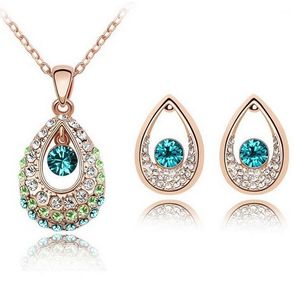 Austrian Crystal SW set Drops zlatý modrý