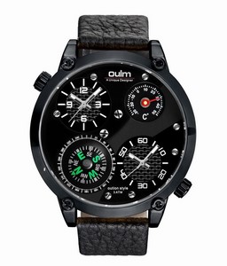 Pánske hodinky Oulm Dual Navigator New - čierne